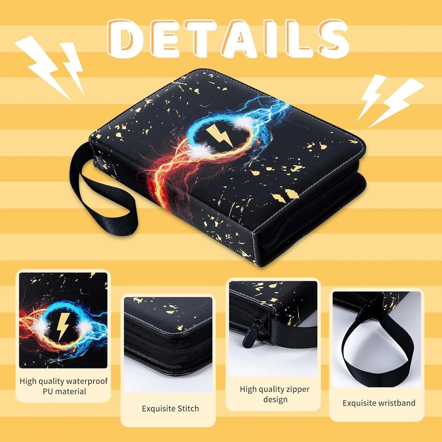 Card Binder 4-Pocket, Pokemon Card Holder 400 Pocket Card Holder Album with 50 Removable Sleeves for TCG Trading Card Holder and More - Black