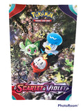 Pokemon Trading Card Game Promotional Scarlet & Violet Cloth Banner featuring Sprigatito, Quaxly, and Fuecoco