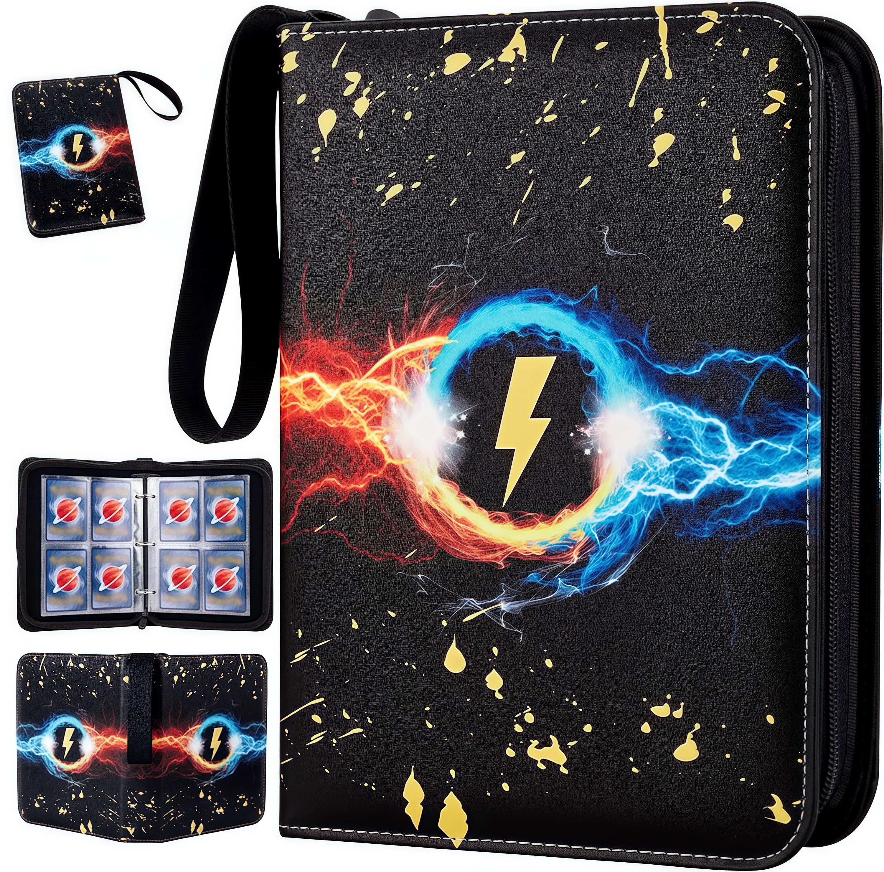 Card Binder 4-Pocket, Pokemon Card Holder 400 Pocket Card Holder Album with 50 Removable Sleeves for TCG Trading Card Holder and More - Black