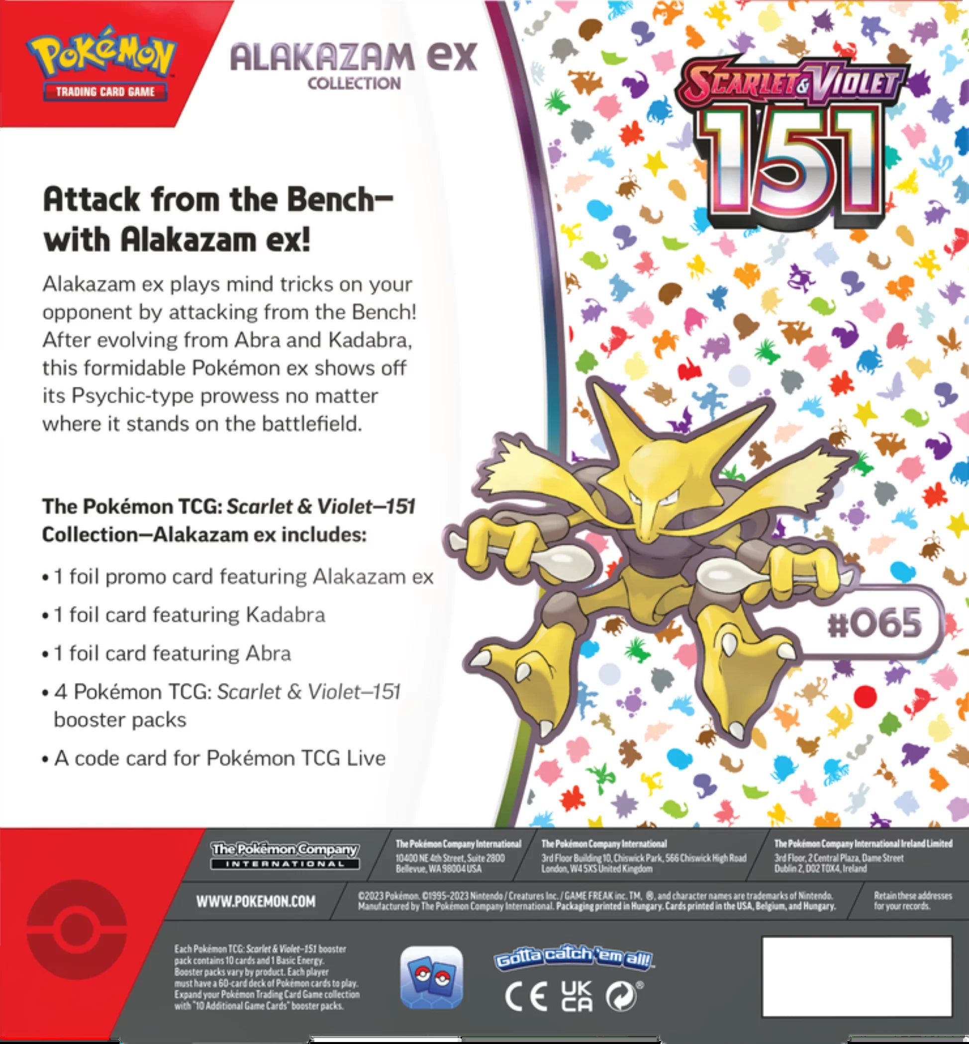 Pokemon Trading Card Game: Scarlet & Violet 3.5 - 151 Collection Alakazam EX with 4 Booster Packs