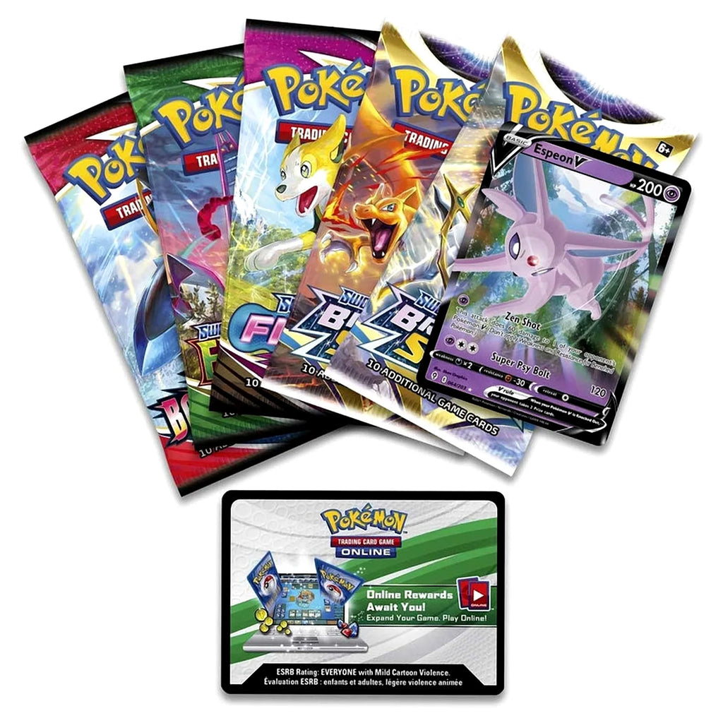 Espeon V Heroes Tin Set with 5 Booster Packs and Foil Card